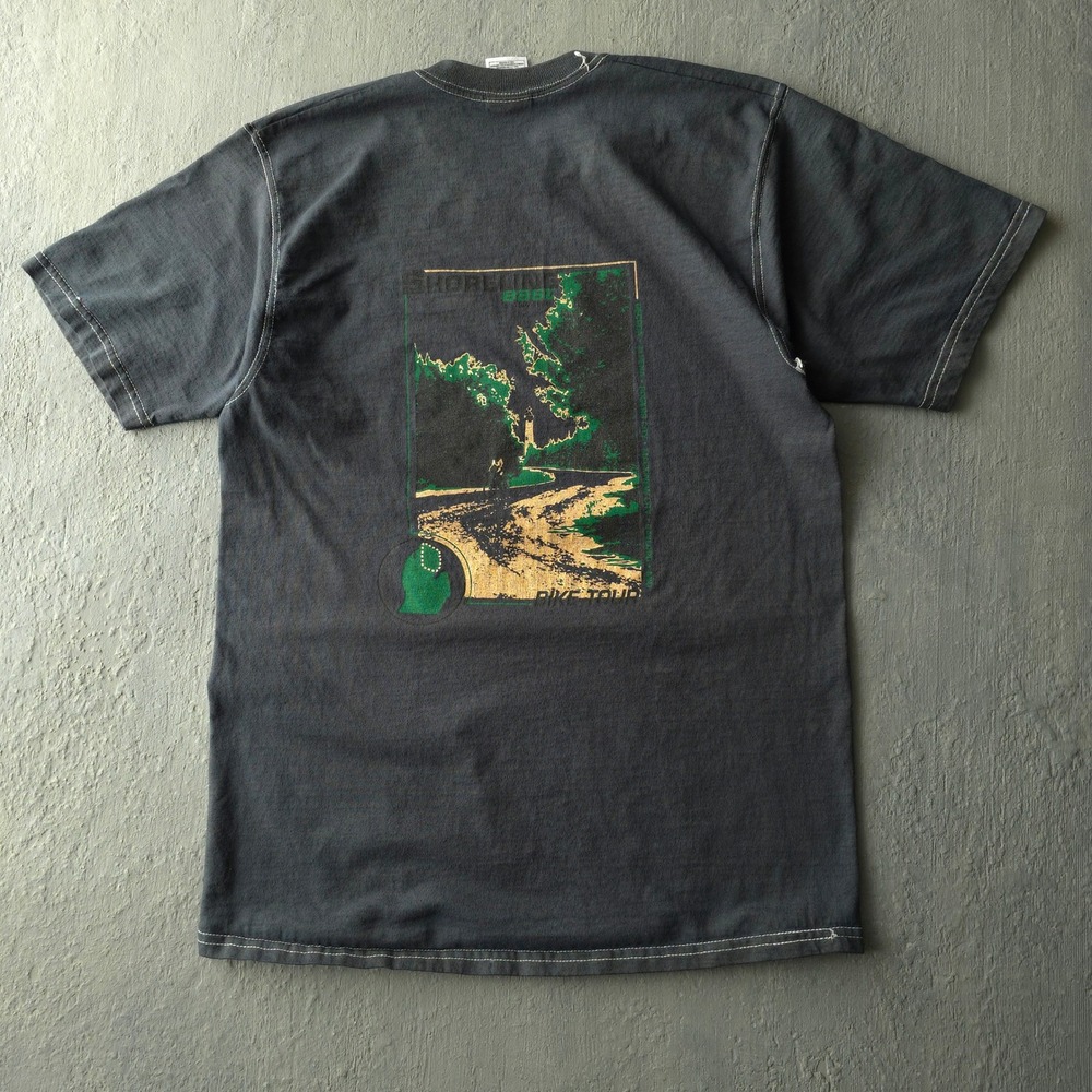 Vintage 90s Fruit of the Loom Grey T-shirt Large Shoreline Bike Tour Fruit Loom